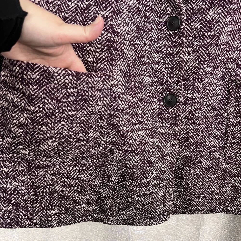 Talbots 18WP Woman Petite Melange Herringbone Blazer long-line jacket purple - Picture 5 of 11